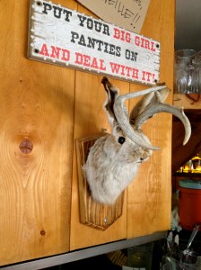 This was on the wall at one of the restaurants we went to.  The french translation was written on cardboard and thumb tacked above it.  Good message for me.